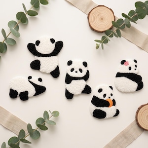 Fluffy Panda Embroidery Patches,  Self Adhesive Cartoon Animal Patch, Sticker Patch For Children's Clothing, DIY backpack Decor