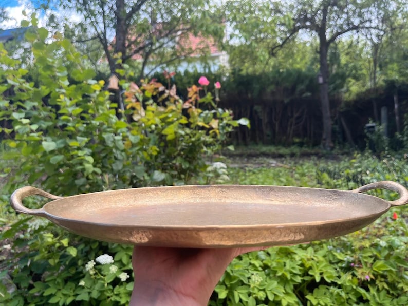 Collini Austria Signed Brass Tray, Mid-Century Modern Handled Serving Decor, Bar Cart image 6