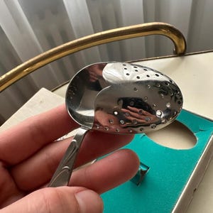 Vintage Sola Stainless Steel Tea Strainer Spoon, Dutch 1960s, Unused in Box image 5