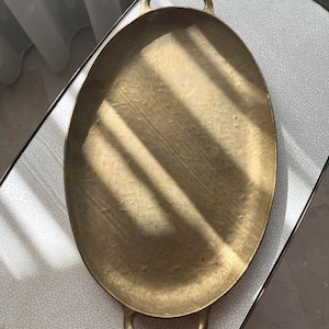 Collini Austria Signed Brass Tray, Mid-Century Modern Handled Serving Decor, Bar Cart image 1