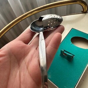 Vintage Sola Stainless Steel Tea Strainer Spoon, Dutch 1960s, Unused in Box image 3