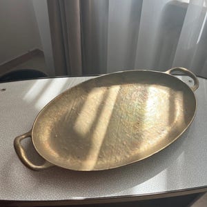 Collini Austria Signed Brass Tray, Mid-Century Modern Handled Serving Decor, Bar Cart image 4