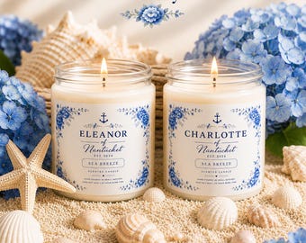 Soy Candle Gift Housewarming Hostess Birthday Surprise Mother Grandmother Bathroom Fragrance Scented Candle Sea Breeze Nautical Coastal