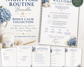 Night Routine Printable Sleep Journal Stress Relief Anxiety Journal Evening Reset Self Care Planner Woman Bedtime Ritual Mindful Sleeping