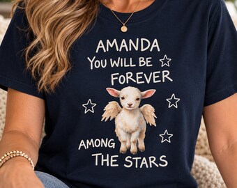 Pet Memorial Shirt Personalized Remembrance Gift Lamb Sympathy Clothing Custom Bereavement Tee Watercolor Sheep Loss Tribute Apparel Heaven