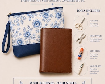 Travel Journal Kit Scrapbook Starter Set Vacation Memory Book Bundle Complete Crafting Supplies Portable Organizer Adventure Keepsake Album
