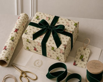 French Bulldog Wrapping Paper Roll Christmas Gift Wrap Dog Pattern Paper Birthday Present Fun Whimsical Holiday Set Pet Theme Animal Lover