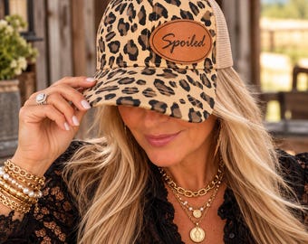 Leopard Trucker Hat Western Snapback Cowgirl Mesh Baseball Cap Adjustable Ranch Farm Girl Gift Rodeo Country Concert Casual Outdoor Women