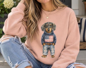 Personalized Dog Sweatshirt Lane Seven LS14004 Medium Weight Custom Pet Sweater American Flag Hoodie Breed Owner Apparel Golden Retriever