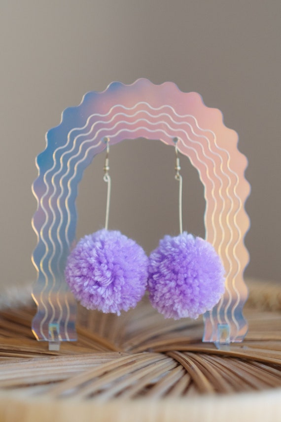 Pom pom earrings etsy deals
