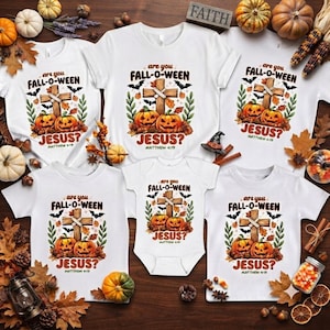 Magliette di Halloween con Gesù per la famiglia, maglietta cristiana con zucca, abbigliamento di Halloween a tema religioso