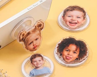 Custom Photo Phone Grip Stand, Personalized Baby Portrait Acrylic PopSocket Holder, Phone Accessories Gift