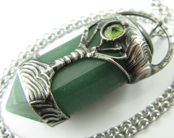 the tree of life - peridot, labradorite & green aventurine crystal necklace