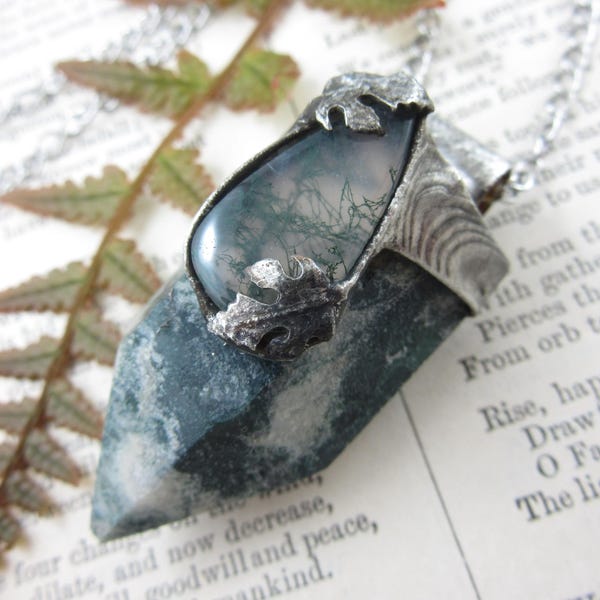 adsagsona - moss agate crystal pendant