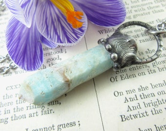 the naiad - blue aragonite crystal pendant with turquoise