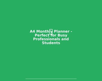 A4 Monthly Planner Template | Printable Monthly Calendar for Professionals Students | Digital Planner Pages with Notes | PDF Download