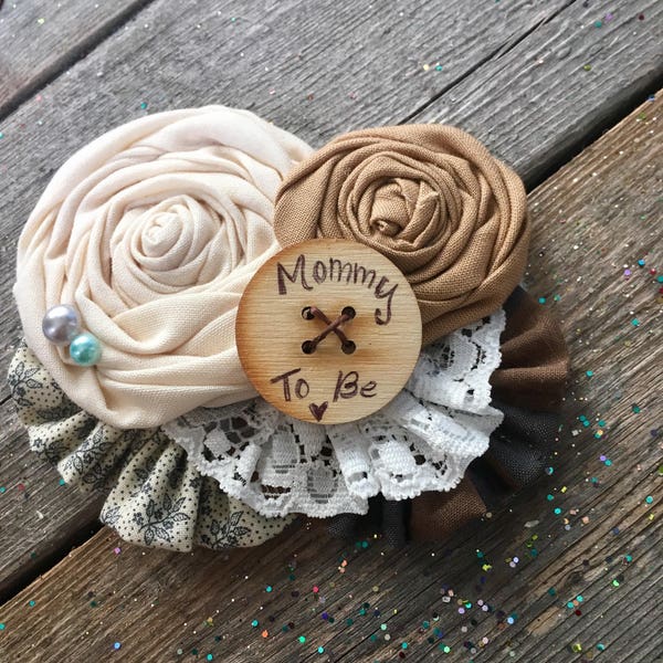 Rustic Mommy to be Pin // Mama to be, Bride to be  Rustic Blue  Brooch // Custom Words