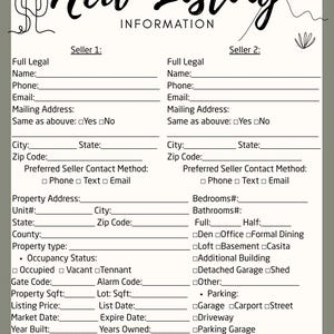 New Listing Document for Listing Appointments