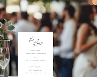 Wedding Bar Menu Template, Editable Canva Drink Menu, Signature Cocktail Sign, Instant Download