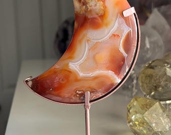 Carnelian Moon on Custom Stand