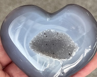 Blue Agate Druzy Heart