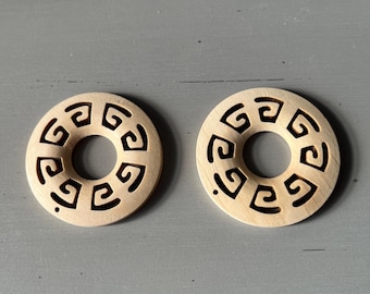 Wooden Sphere Stand, Greek Key Design