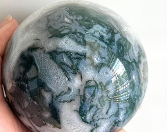 Moss Agate Druzy Sphere