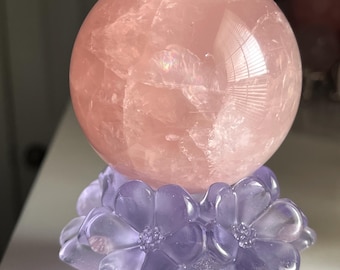 Rose Quartz Sphere with Rainbows and Asterism