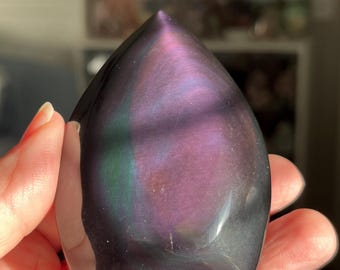 Rainbow Obsidian Flame Freeform, Purple and Green Shift