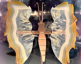 Iris Agate Butterfly Wings on Custom Stand