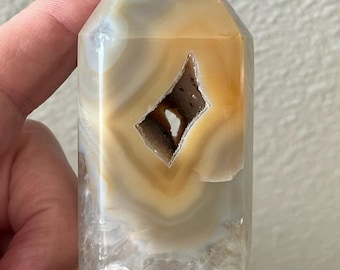 Druzy Agate and Quartz Tower
