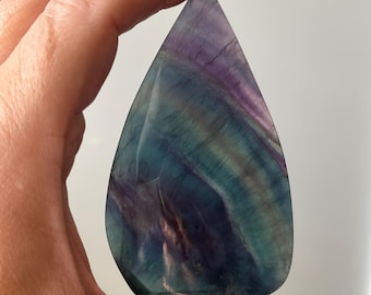 Rainbow Fluorite Teardrop Freeform: Purple Blue and Green Fluorite