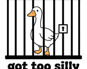 Got Too Silly Goose SVG PNG, Funny Animal Meme Svg, Cute Goose Graphics, silly animal graphics, funny retro animal Svg, Digital Download