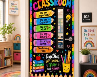 Classroom Door Banner Printable, Pencil Theme Back to School Decor, Editable Teacher Sign
