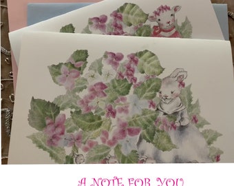 Hydrangea, bunny and babies greeting card