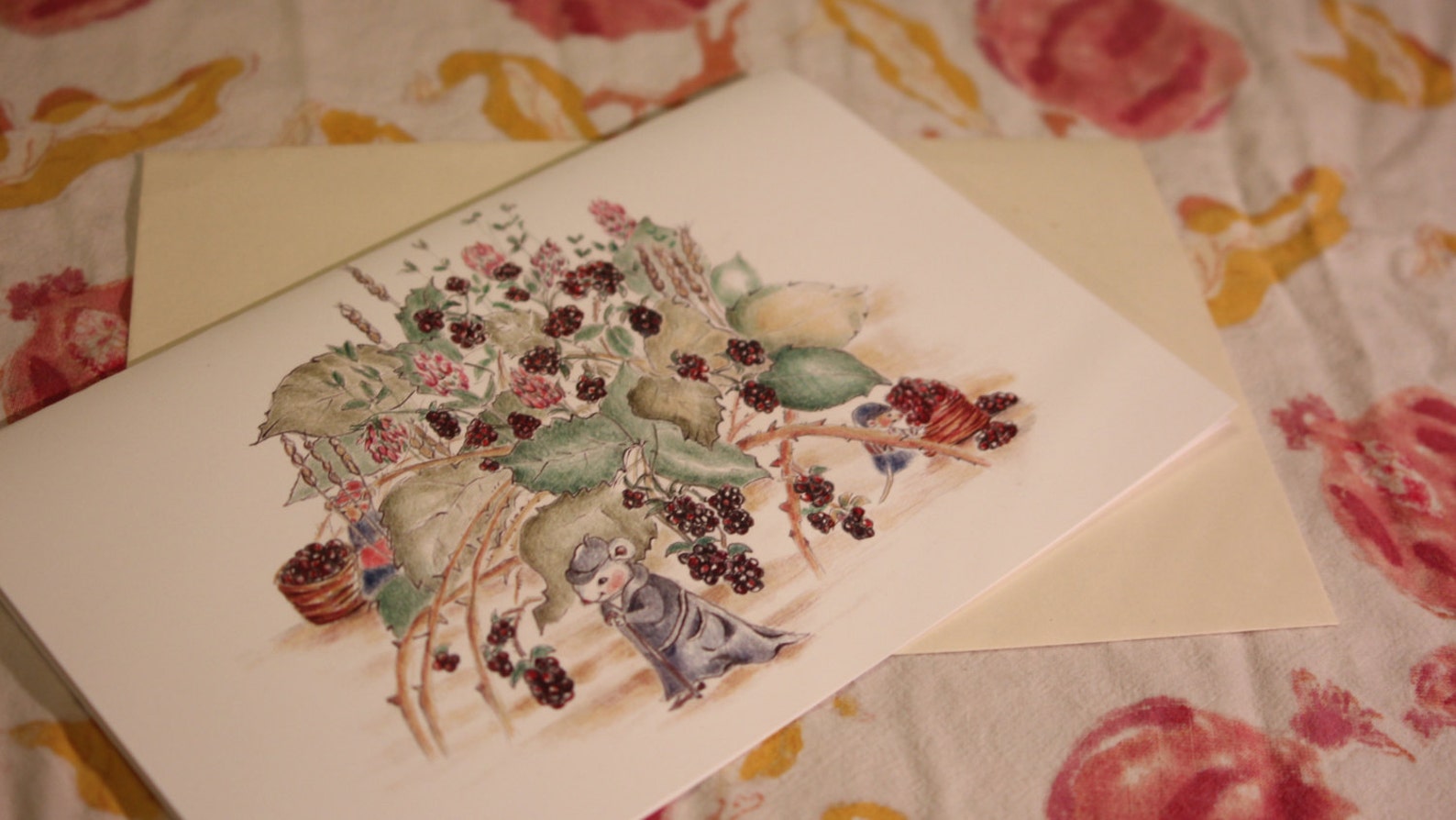 Mouse Blackberry Harvest Large Greeting Card Mouse Etsy