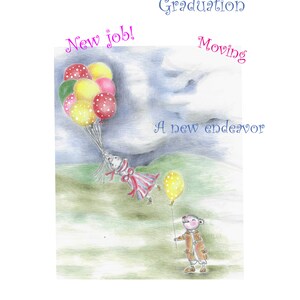 Flying high mouse with balloons greeting card image 4
