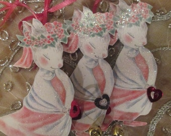 Valentine Primrose Bunny Ornament Gift Tag