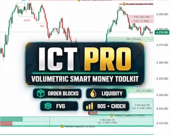 ICT Pro Volumetric Smart Money Toolkit | TradingView Pine Script Indicator| Order Blocks, Liquidity, Fair Value Gaps, Bos Choch | SMC