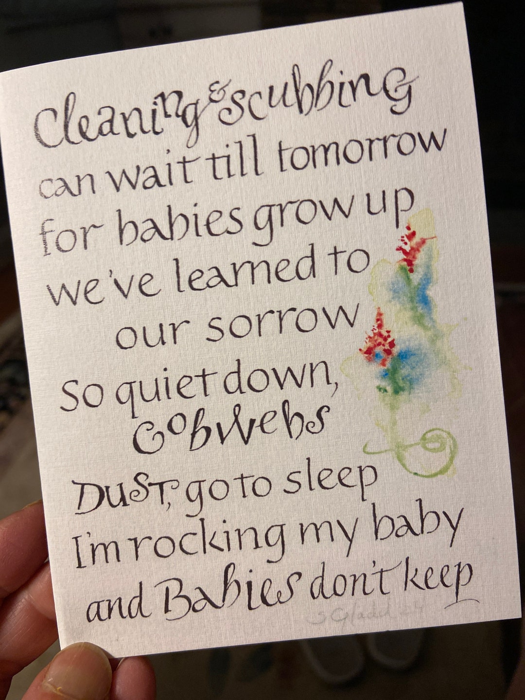 Mom-to-be Linen Notecard: Cleaning & Scrubbing Poem - Etsy