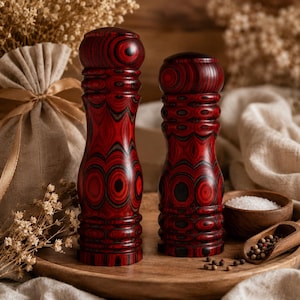 Japanese Salt Grinder Set, Colorgrain Wood Pepper Mills, Kitchen Housewarming Gift, BBQ Grinder Gifts