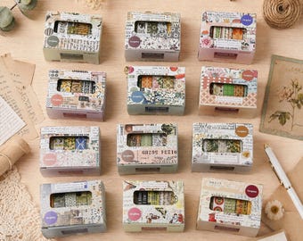 Vintage Floral Washi Tape | Botanical Letter Tape | Retro Garden Tape | Junk Journal Supplies | Scrapbook Lovers
