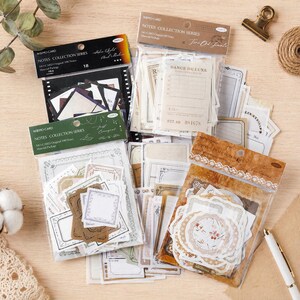 Vintage Memo Journal Ephemera Pack, Ornate Frames, Film Borders, Assorted Blank Notes for Junk Journaling, Scrapbooking, Collage Crafts