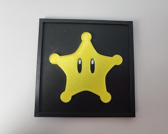 Video Game Star Wall Décor Square Wall Tile 3D Printed