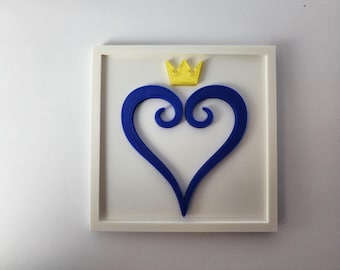 Heart with Crown Video Game Logo Wall Décor Square Wall Tile 3D Printed