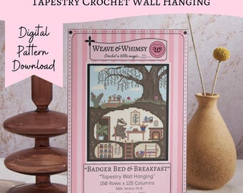 Badger Bed & Breakfast Tapestry Crochet Wall Hanging Pattern (PDF Download)