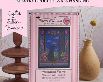Midnight Views Tapestry Crochet Wall Hanging Pattern PDF Download with Charts and Written Instructions