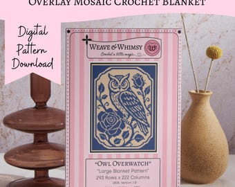 Häkelanleitung für Overwatch-Overlay-Mosaik mit Eulenmotiv (PDF-Download), Rosenblumen-Wohndecke