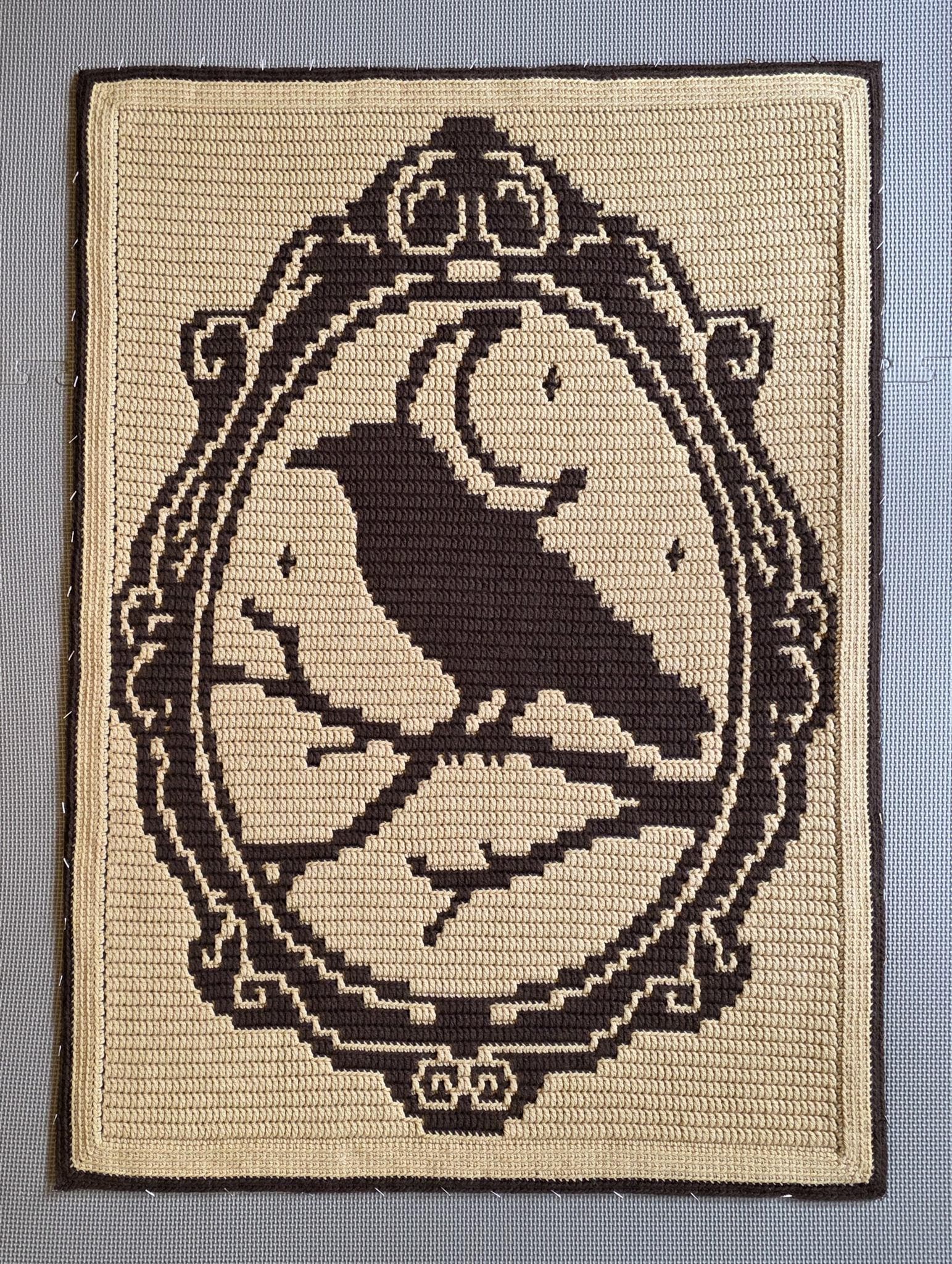 30 Framed Crochet Wall Art Patterns for Stylish, Handmade Decor 25 Gothic Raven Overlay Mosaic Wall Hanging