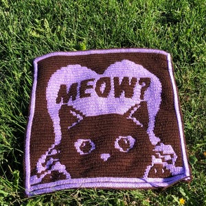 Motif chat au crochet, superposition fantaisiste en mosaïque, téléchargement PDF